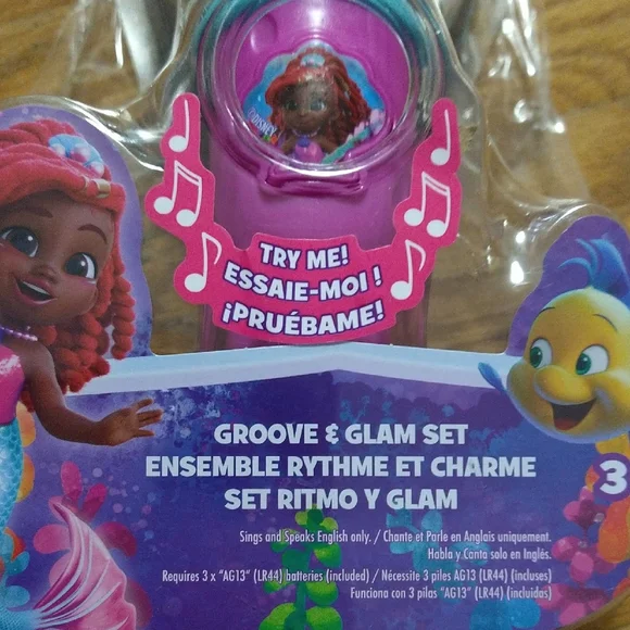 Disney Little Mermaid Groove & Glam Shell Microphone - Teal, Pink, Gold - Picture 2 of 6